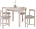 Ramely Set de sufragerie 1+4, lemn masiv, alb model lemn /gri-bej, DOMIO