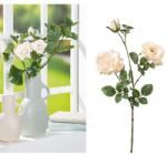  Krém színű csodálatos élethű 3 virágú rózsa szál 53cm (56546)