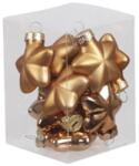  Bronz színű fényes és matt csillag formájú üveg karácsonyfadísz, 12db - 4 cm (122446)