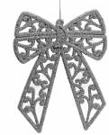  Karácsonyfadísz ezüst cirkónia mintás masni 16cm (058367)