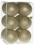  Arany színű, karácsonyfadísz gömb, 12 db - 6 cm (DD63104)