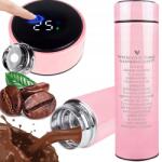 Style Couture Thermo Bögre Led Kijelzővel, Gravírozással Rózsaszín Ajándék Bókok