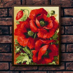 Pictorul Fericit Intense Red Poppies - Pictură pe numere Panza pictura