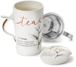  Tea Time porcelán szűrős bögre - Fehér (33397)