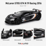 Tayumo Macheta McLaren 570S GT4 N 19 Racing 2016, negru, cu lumini, sunet si pullback, scara 1: 32 (2927)