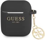 Guess GUA2LSC4EK husă pentru AirPods neagră, silicon, Charm Collection (GUA2LSC4EK)