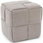 Sersimo Taburet cub tapitat din material reiat, design impletit, 43x43x43 cm, gri (PHO-6045)