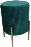 Sersimo Taburet rotund verde din catifea cu picioare metalice aurii, 28x42 cm (PHO-4217)