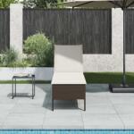 vidaXL Sezlong cu perna, maro, 55x200x44 cm, poliratan GartenMobel Dekor (4104101)