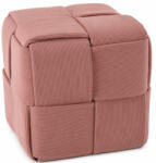 Sersimo Taburet cub roz, tapitat cu material reiat, design impletit, 39x39x39 cm (PHO-6052)