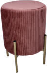 Sersimo Taburet rotund roz din catifea, cu picioare metalice aurii, 28x42 cm (PHO-4224)