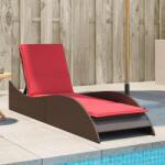 vidaXL Sezlong cu perna, maro, 60x205x73 cm, poliratan GartenMobel Dekor (368285)