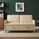 vidaXL Sofa cu Spatiu de Depozitare Crem 152 x 78 x 87 cm Poliester GartenMobel Dekor (42036926) Canapea