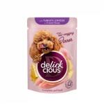 Delickcious DELICKCIOUS, Stripsuri de curcan si cascaval in supa cremoasa, pentru caini, 85g - club4labute