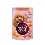 Delickcious DELICKCIOUS, Stripsuri cu somon si morcov in supa crema, pentru caini, 85g - club4labute