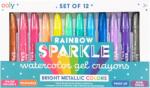 OOLY Creioane colorate cu gel acuarelă cu sclipici Rainbow Sparkle Metallic - Set de 12 (133-119)