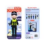 mierEdu Puzzle magnetic in cutie metalica, joc de potrivire si asociere - Politist (ME086) Puzzle