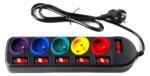 Kraft&Dele Prelungitor 3m 5 x priză 6 x întrerupător negru 14602 (KD4001-CZ)