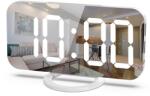 Flippy LED digitális óra, multifunkcionális, digitális kijelző, riasztó, 2 USB kimeneti port, tükör típusú képernyő, modern, 15, 8 cm, fehér (116280)
