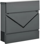 HOMCOM Postaláda fedéllel, 2 alsó vízelvezető lyukkal, acél, zárral, szürke (B80-011V00CG)