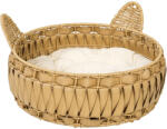 PawHut Rattan macskafekhely, macskabarlang levehető párnával, macskakosár 10 kg-ig, világosbarna (D30-978V00LR)