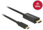 Delock Кабел Щепсел за конектор USB Type-C Щепсел за конектор HDMI (DP редуване) 4K 60 Hz, 3 м, черен