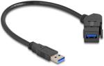 Delock USB 5 Gbps de tip A pentru montare pe panou cu cablu de tip A de tip A, îndoit în 45 cu cablu de 30 cm, negru