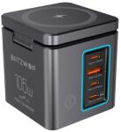 BlitzWolf Настолна зарядна стойка USB+3 Type-C 105W, зарядно за Apple Watch, ЧЕРНА BW-I113 (BW-I113)