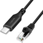 LogiLink USB 3.2 Type-C Ethernet кабел, C/M RJ45/M, 1 Gbps, активен, черен/сив, 10 м