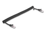 Delock RJ45 cablu spiralat de la bărbat la bărbat Cat. 5e 1 m, negru
