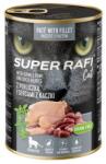 SUPER RAFI Cat perccsel és kacsaszívvel 400g nedves táplálék ivartalanított macskák számára