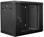 Lanberg 19'' wall-mounted installation cabinet 9U 600x450mm black (glass door)
