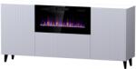  PAFOS chest of drawers with electric fireplace 180x42x82 cm white matt Comoda