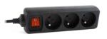 Gembird EG-PSU3F-01 surge protector Black 3 AC outlet(s) 230 V 0.6 m