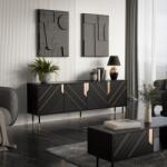 Cama 4D MOUNTAIN chest of drawers 204x40x72 black + gold Comoda