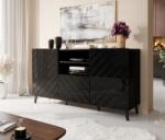 ABETO chest of drawers 150x42x82 gloss black/black Comoda