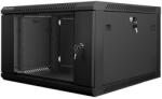 Lanberg wall-mounted installation rack cabinet 19'' 6U 600x600mm black (glass door)