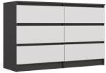  M6 Malwa Chest Of Drawers 120 Cm 6 Drawers Anthracite/white Comoda