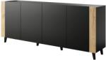  FARO chest of drawers 200x42x82 matte black + oak craft Comoda