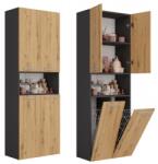 Topeshop NEL 2K DK ANT/ART KP bathroom storage cabinet Graphite, Oak
