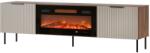  ALMERA TV cabinet 180.5x42x52.5 walnut/cashmere + black fireplace