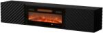  Cama RTV cabinet LARA 183x35x37 black matt + black fireplace