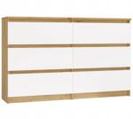  M6 Malwa Chest Of Drawers 120 Cm 6 Drawers Oak Artisan/white Comoda
