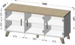 Cama sideboard LOTTA 150 3D white + sonoma oak Comoda