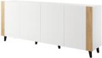  FARO chest of drawers 200x42x82 white matt + oak craft Comoda