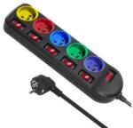 Maclean MCE204M power extension 1.5 m 5 AC outlet(s) Indoor Black, Multicolour