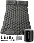 inSPORTline Felfújható kétszemélyes matrac inSPORTline Faustea mini pumpával 192x125x8 cm, alacsony súly, kompakt méretek, hatékony szigetelés, beépített pumpa szürke alvómatrac, fekete pumpa (31108-3+31104-2)