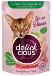 Delickcious Supa cremoasa pentru pisici Delickcious Fasii de rata, pui spanac 85 gr