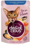 Delickcious Supa cremoasa pentru pisici Delickcious Fasii de somon midii in sos 85 gr
