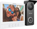 Hikvision Kit videointerfon analogic, ecran 7', conectare 4 fire pentru 1 familie, IR, IK08 - HIKVISION DS-KIS213 (DS-KIS213)